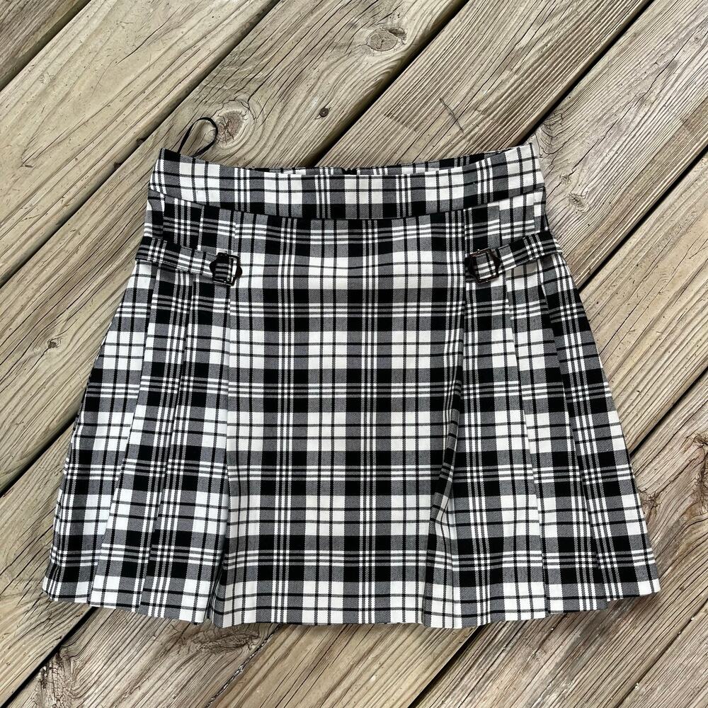 MNG Mango Women's Black & White Plaid Mini Skirt Size M